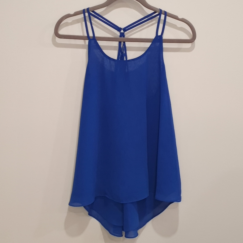Mine flowy going out top, royal blue, size large